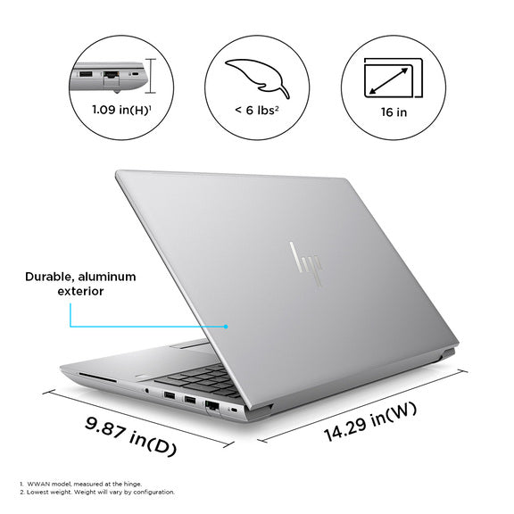 HP ZBook Fury G10 16" Mobile Workstation - WUXGA - Intel Core i9 13th Gen i9-13950HX - 64 GB - 2 TB SSD - Intel WM790 Chip - 1920 x 1200 - Windows 11 Pro - NVIDIA RTX 5000 Ada with 16 GB, Intel UHD Graphics - In-plane Switching (IPS) Technology - English