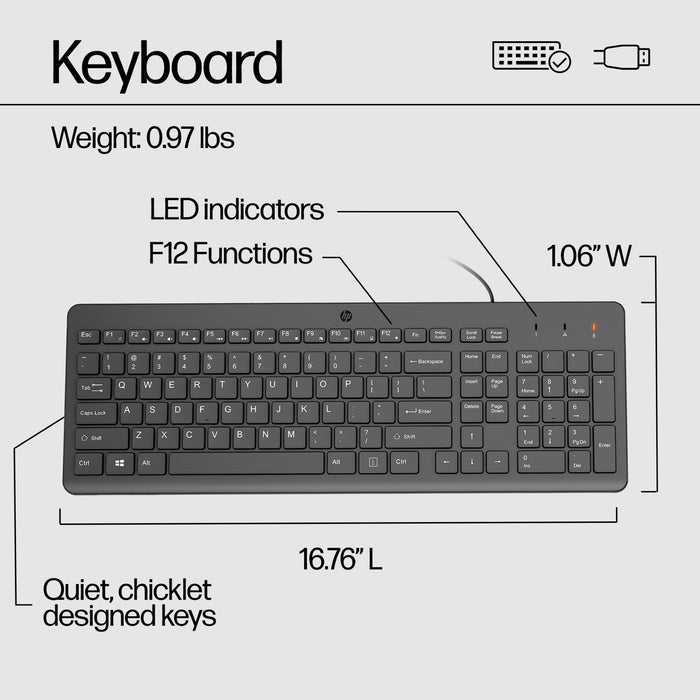 HP 150 Wired Mouse and Keyboard Combo