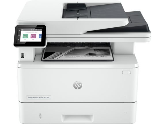 HP LaserJet Pro MFP 4101fdw-Multifunction-Print, copy, scan, fax-Laser-USB 2.0, USB host-Up to 42 ppm black (ISO, letter), Up to 36 ipm duplex (letter)-As fast as 6.1 sec-1200 dpi x 1200 dpi-2.7Inch Color Touch Screen-Clock Speed 1.2GHz-Automatic Document